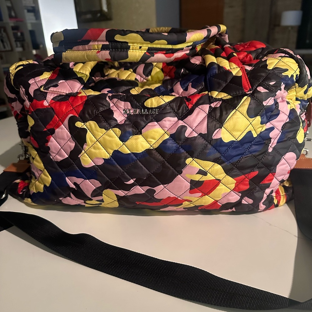MZ Wallace Travel Jimmy Duffle in vibrant Camo Print!